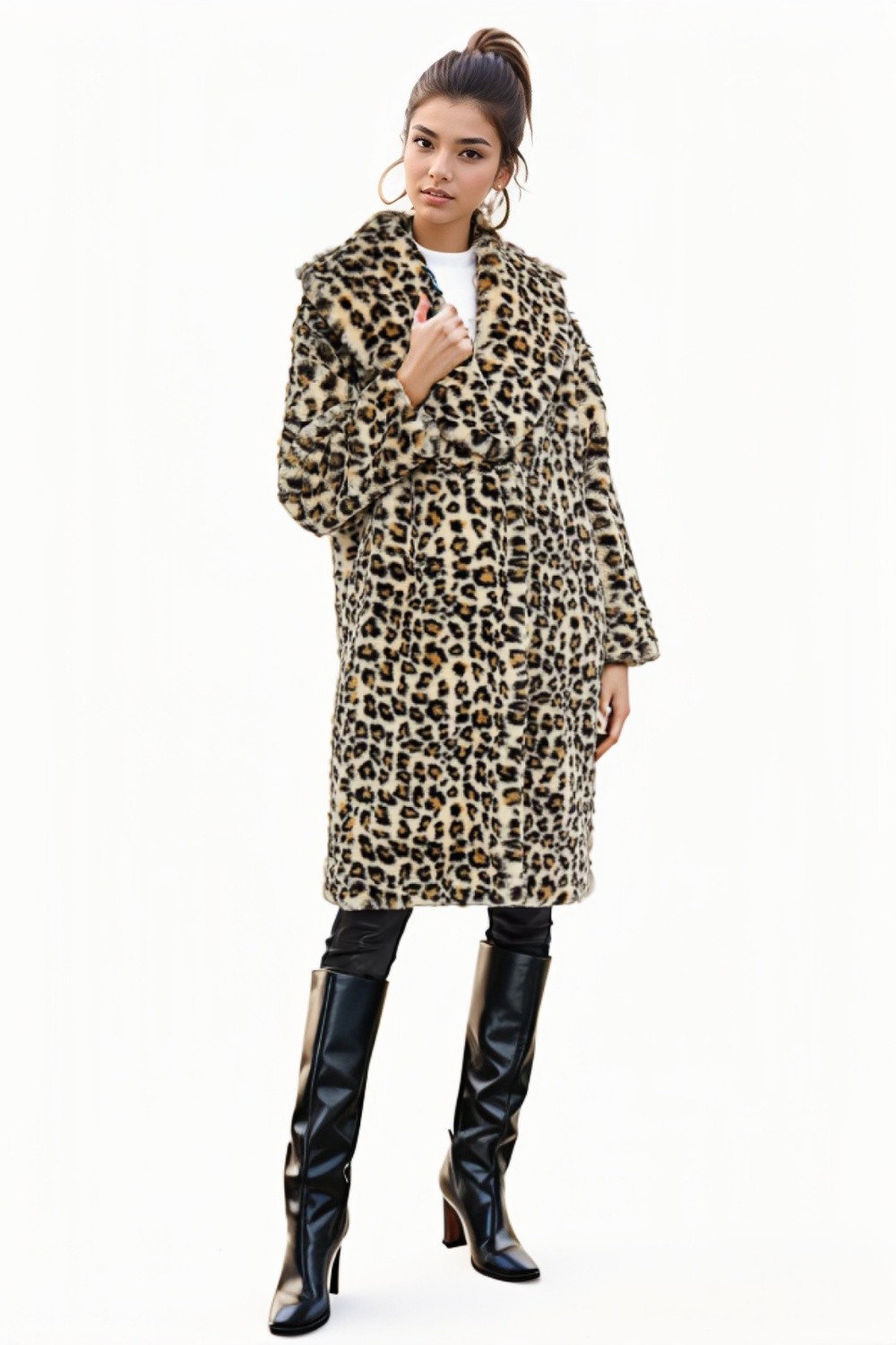 Leopard Print Faux Fur Coat