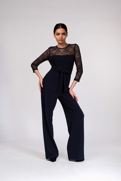 Boo Tie Navy Combo Jumpsuit