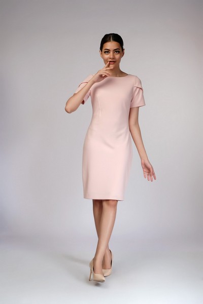 Soft Pink Dress With Ruffle Sleeve