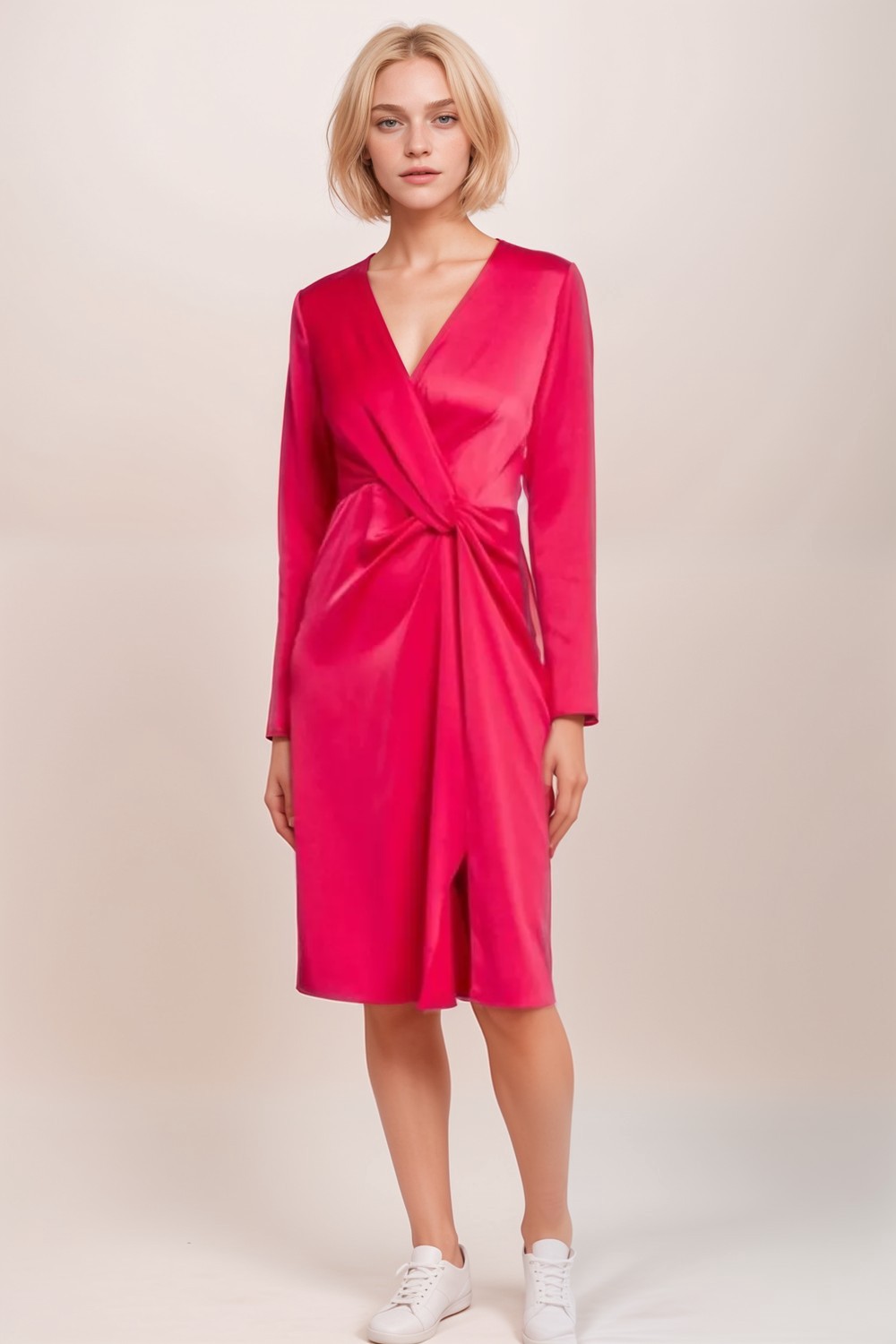 Coats Twist Front Satin Crepe Dress