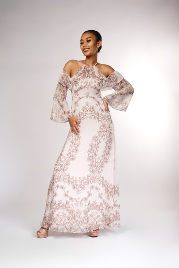 Jaimee Vine Print Cold Shoulder
