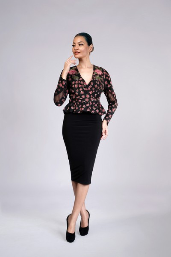 Floral Print Plunge Top