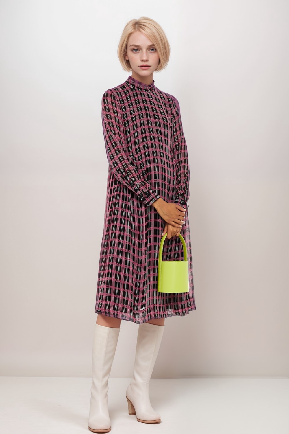 Printed Georgette Midi Dress in Red