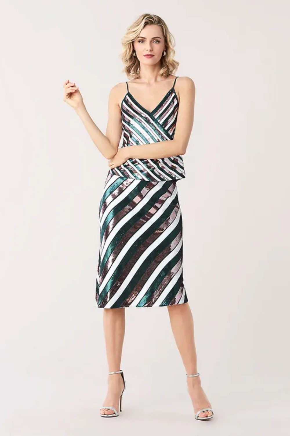 Sheen Sequined Midi Skirt
